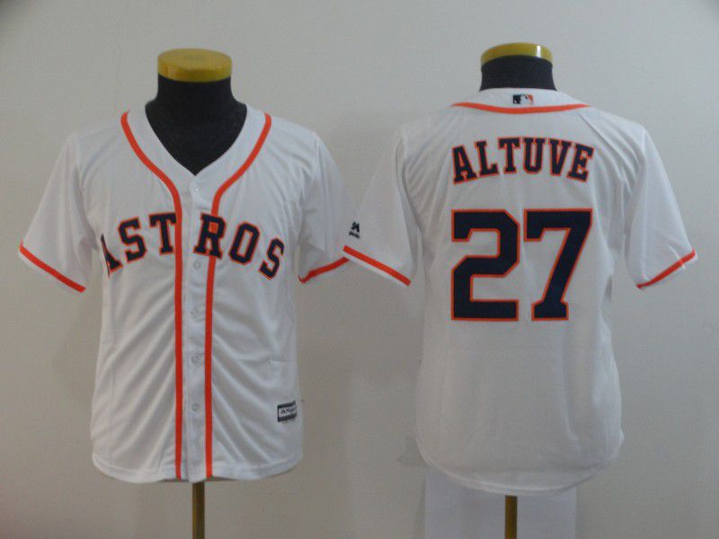 Youth Houston Astros #27 Altuve White MLB Jersey->cleveland indians->MLB Jersey